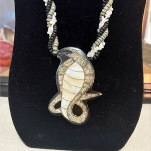 Vintage Lee Sands Mother of Pearl Cobra Necklace